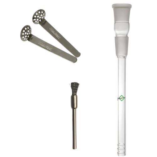 Weedness Bong Glas Chillum Diffuser 18,8 mm Schliff 9 cm 3-teiliges Set - Shillum Zubehör Kopf Adapter Aufsatz Steckchillum Kupplung von Weedness