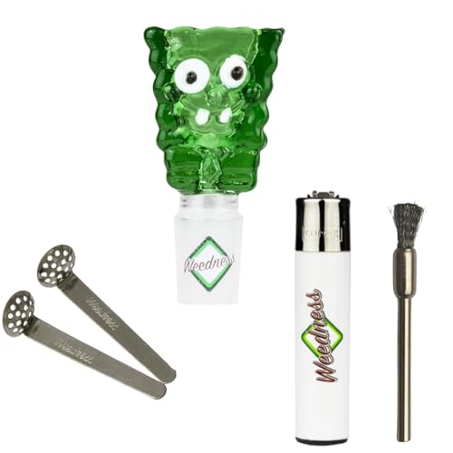 Weedness Bong-Glas-Kopf 14,5 mm Schliff Face 4-teiliges Set - Steckkopf Chillum Adapter Zubehör Köpfchen Head Aufsatz Bowl von Weedness