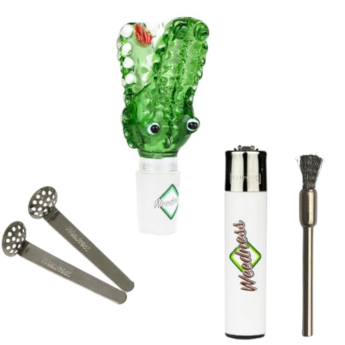 Weedness Bong-Glas-Kopf 18,8 mm Schliff Krokodil 4-teiliges Set - Steckkopf Chillum Adapter Bong Zubehör Köpfchen Head Aufsatz Bowl von Weedness