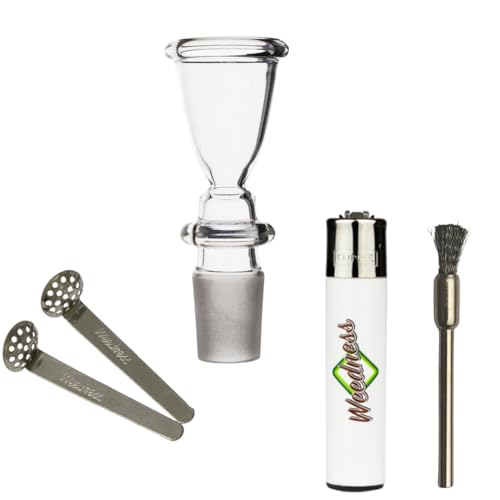 Weedness Bong Glas Kopf 18,8 mm Schliff Tulpe 4-teiliges Set - Köpfchen Chillum Steckkopf Aufsatz Zubehör Adapter von Weedness