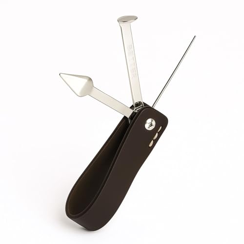 Weedness Bong & Pfeifen-Stopfer 8 cm aus Metall & Leder Schwarz – Set Pfeifenbesteck Pfeifenreiniger Etui Zubehör Siebe von Weedness