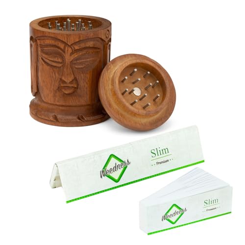 Weedness Buddha Holz Grinder aus Ebenholz handgefertigt 3-teiliges Set - Cruncher Crusher Wood Mini klein Crunsher Zubehör Kräutermühle Set Gewürzmühle Weedness Buddha Holz Grinder aus Ebenholz handgefertigt 3-teiliges Set - Cruncher Crusher Wood Mini klein Crunsher Zubehör Kräutermühle Set Gewürzmühle von Weedness