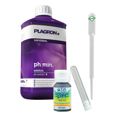 Weedness GHE pH-Wert-Messgerät Kit mit 500 Tests + 500 ml Plagron Ph-Minus - pH Teststreifen Pool Wassertester Test pH-Streifen pH-Tester Pool von Weedness