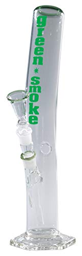 Weedness Glas Bong 18,8 mm Schliff Ø 55mm - 40 cm hoch Grün - Schräge Bong Komplett Set Groß von Weedness