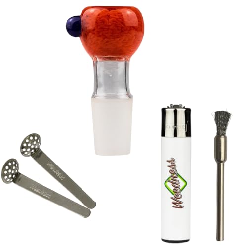 Weedness Glas-Bong-Kopf Heavy Rot 18,8 mm Schliff 4-teiliges Set - Steckkopf Bong Kopf Adapter Zubehör Chillum von Weedness