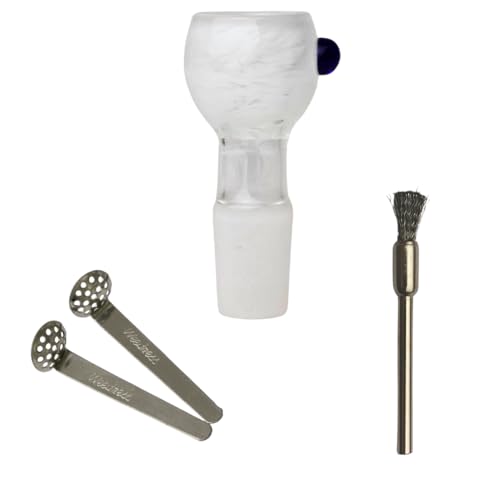 Weedness Glas-Bong-Kopf Heavy Weiß 18,8 mm Schliff 3-teiliges Set - Steckkopf Bong Kopf Adapter Zubehör Chillum von Weedness