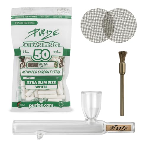 Weedness Glas-Pfeife mit Aktivkohlefilter 14 cm 4-teiliges Set – Tabakpfeife Schraubpfeife Smoking Pipe für Unterwegs Purpfeife Kleine Edle Pfeifen von Weedness