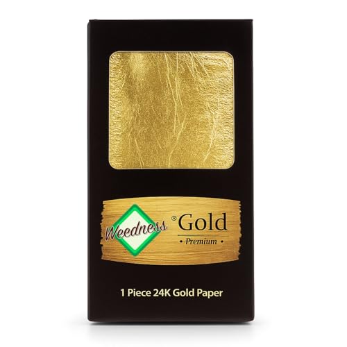 Weedness Gold Long Paper 24 Karat King Size 1 Blättchen aus echtem Gold - Rolling Paper Blunt Paper Goldenes Zigarettenpapier von Weedness