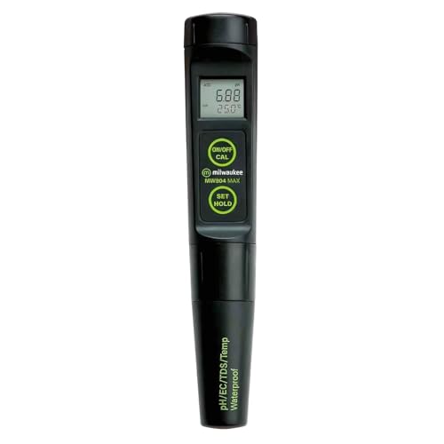 Weedness Milwaukee Pen Combigerät MW804 pH EC & Temperatur Messgerät - Garten Pflanzen Wert Pooltester Teststreifen für Pool pH-Meter Messen Wassertester Digital Aquarium Grow Anbau Indoor von Weedness