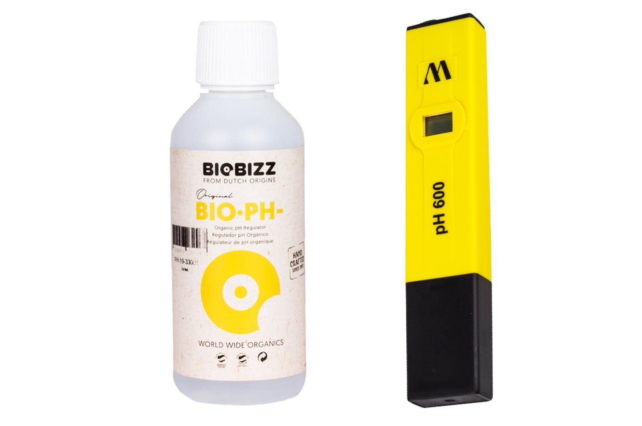 Weedness Pflanzendünger BioBizz Bio pH- Minus Flüssig pH-Heber Grow Anbau Dünger, 500 ml + Messgerät von Weedness