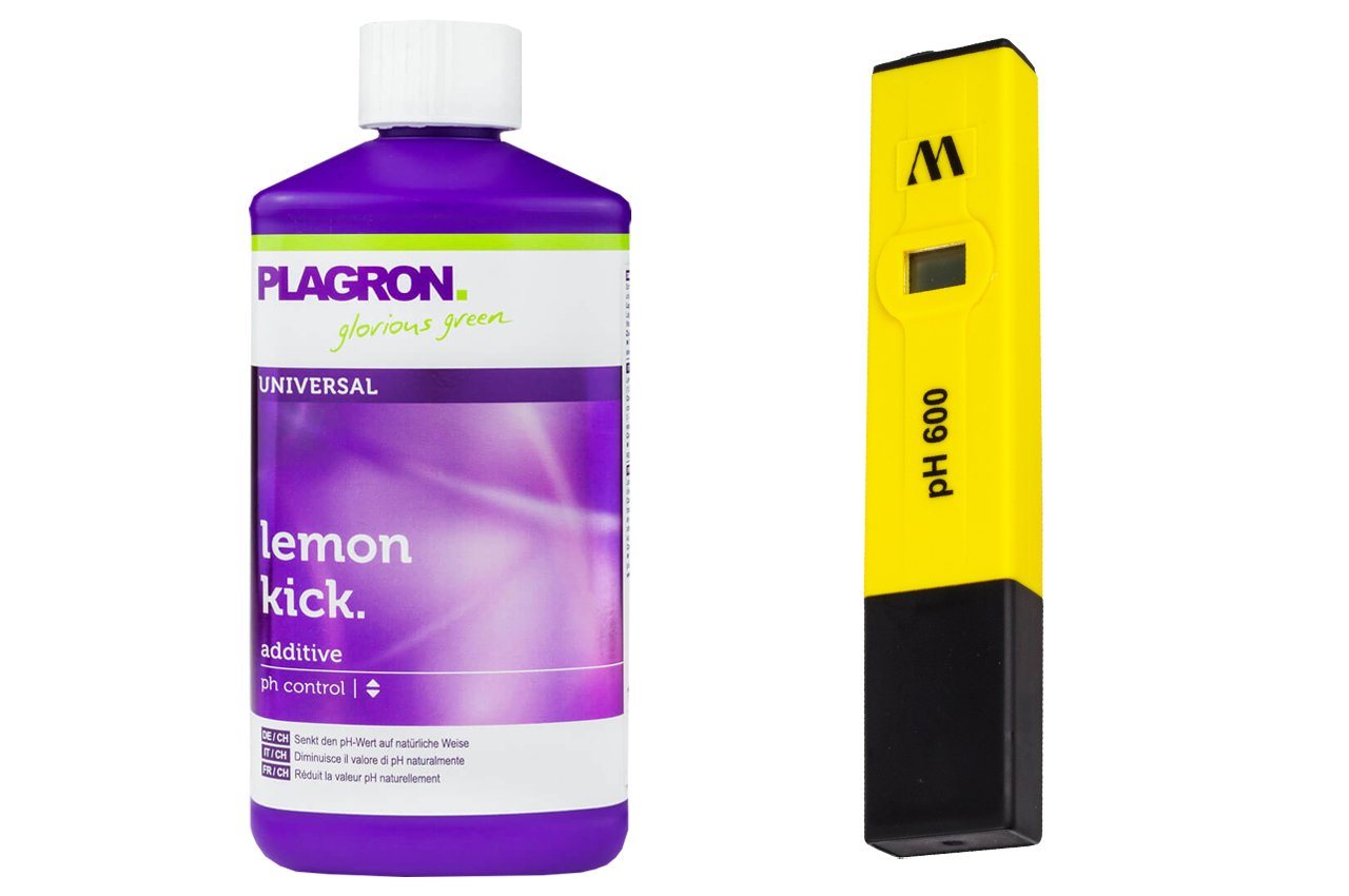 Weedness Pflanzendünger Plagron Lemon Kick pH- Minus Biologischer pH-Senker Grow Anbau, 500 ml + Messgerät von Weedness