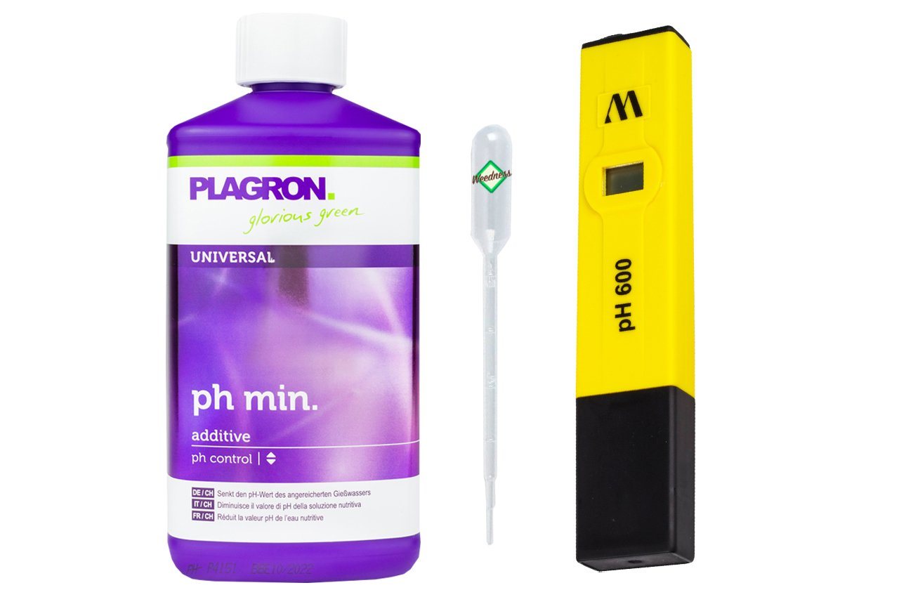 Weedness Pflanzendünger Plagron pH- Minus ph-senker Dünger Pflanzen Grow Anbau, 500 ml + Messgerät von Weedness