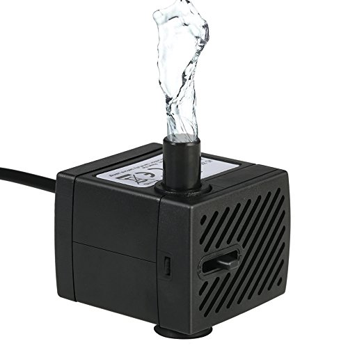 Weehey Hylotele 150L/H 2W Mini Wasserpumpe, AC220-240V Tauchpumpe Brunnenpumpe für Aquarium Brunnen Teich Gardens und hydroponische Systeme mit Einer Düse 4,9 ft (1,5 m) von Weehey