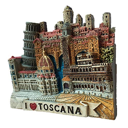 Florenz Pisa Siena Lucca Livorno Toscana Italien Kühlschrankmagnet, Kunstharz, 3D-Städtetrip, Reise-Souvenir, Sammler-Aufkleber von Weekino Souvenir