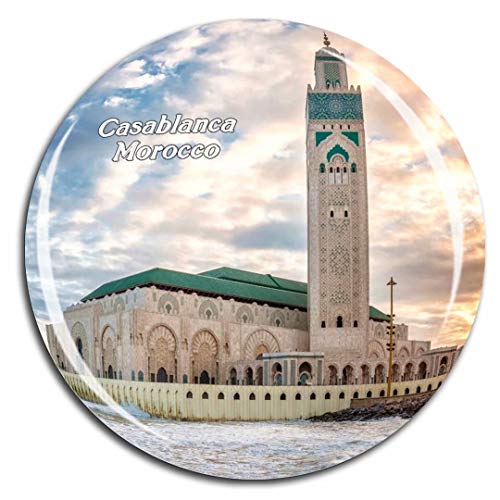 Weekino Hassan II Moschee Casablanca Marokko Kühlschrankmagnet 3D Kristallglas Tourist City Travel Souvenir Collection Geschenk Stark Kühlschrank Aufkleber von Weekino