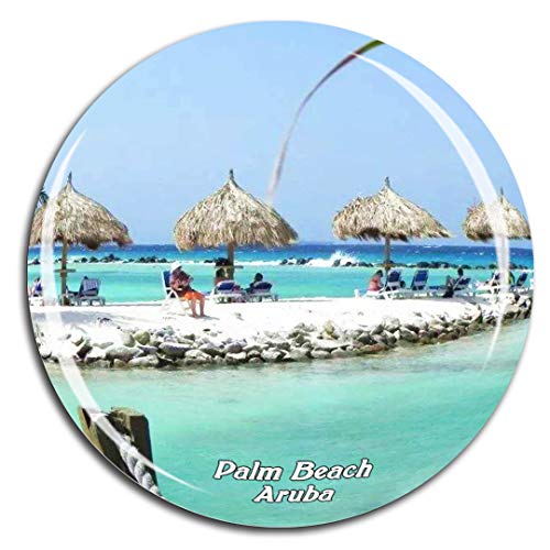 Weekino Palm Beach Aruba Karibik Kühlschrankmagnet 3D Kristallglas Touristische Stadtreise City Souvenir Collection Geschenk Starker Kühlschrank Aufkleber von Weekino