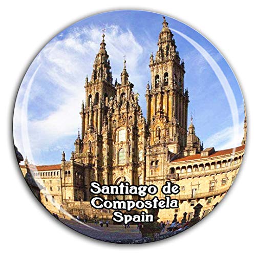 Weekino Santiago de Compostela Kathedrale Spanien Kühlschrankmagnet 3D Kristallglas Tourist City Travel Souvenir Collection Geschenk Stark Kühlschrank Aufkleber von Weekino