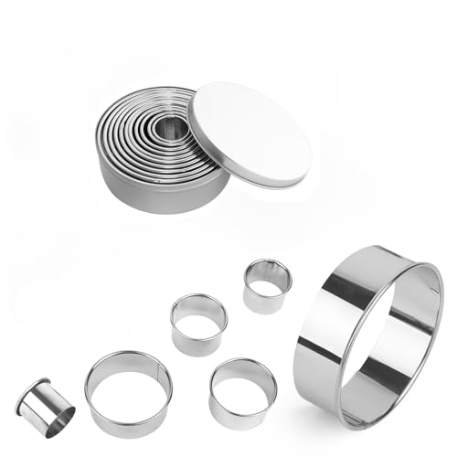 Weenwill Emporte Piece Rond Cercle Patisserie Pour Cuisine,11 Pièces Emporte Piece Cercle a Patisserie,Rond en Acier Inoxydable Avec Délicate Boîte Ronde,Moules Pour beignets Weenwill Emporte Piece Rond Cercle Patisserie Pour Cuisine,11 Pièces Emporte Piece Cercle a Patisserie,Rond en Acier Inoxydable Avec Délicate Boîte Ronde,Moules Pour beignets von Weenwill