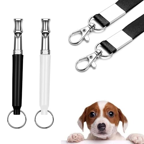 Weenwill Hundepfeife,2 Stück Hundepfeife Rückruf Ultraschall Lautlose Hundetraining Hochfrequenz Verstellbare Frequenz Hunde Trainingspfeife,Erziehungshilfen für Hunde Pfeifen(Schwarz + Weiß) von Weenwill