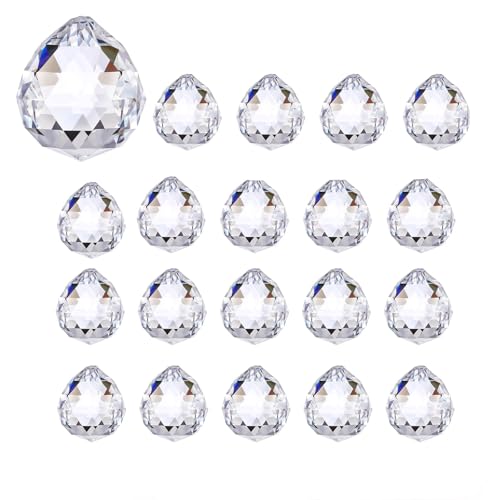 Weenwill Kristallkugelprisma,20 Stück klare Sonnenfänger Kristall,20 mm Funkelnde Prismen,Hängekristalle,Prismen,Regenbogenanhänger,Fensterschmuck,Basteln,HochzeitsDeko,Heimdeko von Weenwill