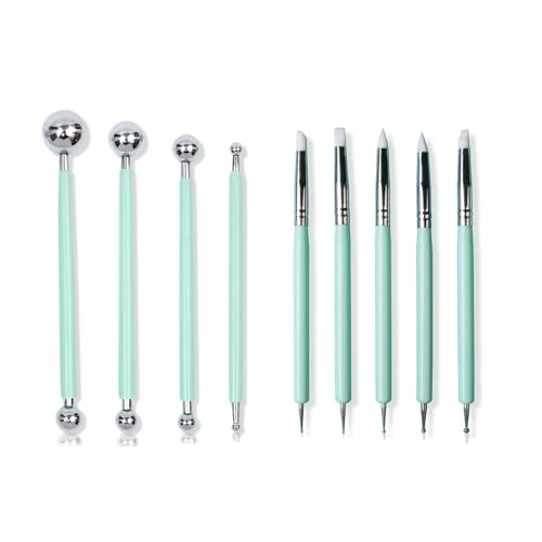Weenwill Silikon-Ton-Modellierwerkzeuge,9 PCS Modellierwerkzeug Töpferwerkzeug Ton Schnitzwerkzeug Set,Bastelwerkzeugen mit Weicher Gummispitze für Kunsthandwerk,Töpferarbeiten und Skulpturen von Weenwill