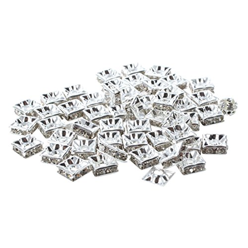 Weetack Rondelle-Perlen mit Strasssteinen, Silber, 8 mm, 50 Stück von Weetack