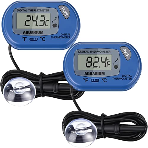 2 Stück Digital Aquarium Thermometer LCD Wassertemperatur Thermometer Wasser Terrarium Temperaturanzeige Sensor Sonden Thermometer mit Saugnapf für Schildkröte Fisch von Weewooday