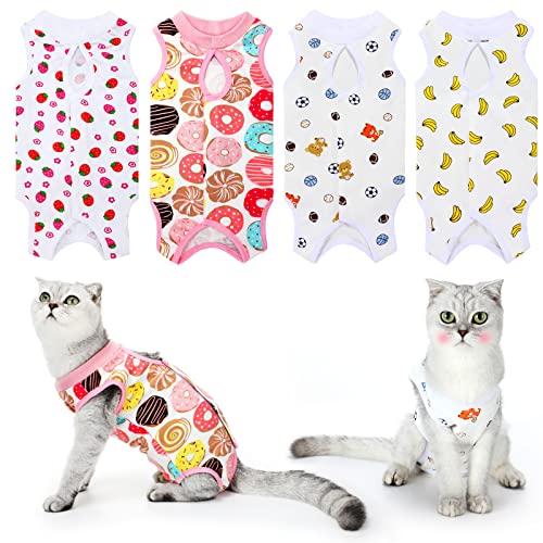 4 Stück Katzen Recovery Anzüge Baumwolle Katze Recovery Body Wraps Atmungsaktive Kätzchen Recovery Kleidung für Katzen kleine Hunde Bauch Erholung Entwöhnung 4 Stile (L) von Weewooday