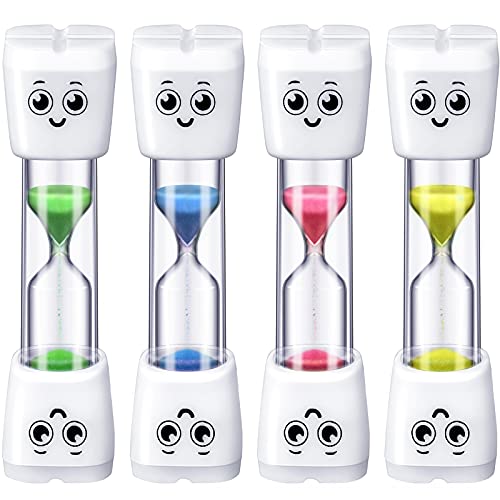 4 Stücke 2 Minuten Sand Timer Lächeln Muster Zähneputzen Sand Timer 4 Bunte Sanduhr Timer für Kinder Jungen und Mädchen Zähneputzen, Gastgeschenke, Mundhygiene von Weewooday