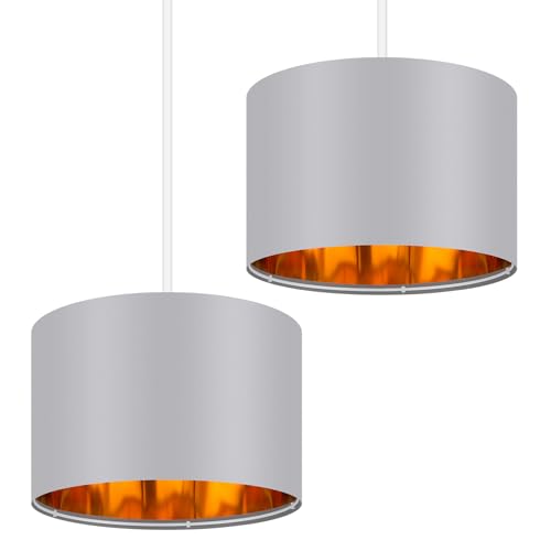 Weewooday 2 Stück 30 x 20 cm Trommel Lampenschirme Groß Modern Stoff Lampenschirme Leuchtenschirme mit Golden Innenseite Stilvoll Zylinder Schirme für Stehlampe Tischlampe Nachttischlampe (Grau) von Weewooday