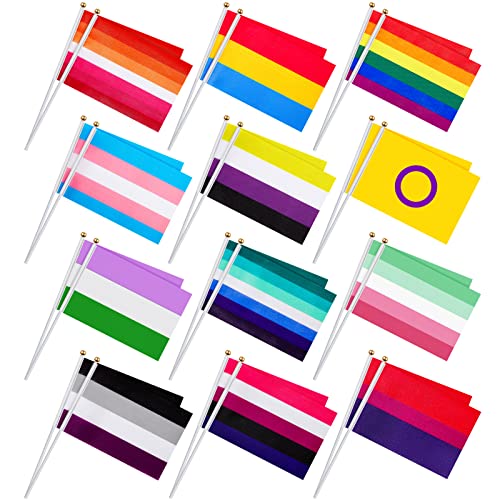 Weewooday Mini-Pride-Flaggen-Set, LGBT, kleine Flaggen, Handheld, Fortschritt, Regenbogen, Gay, Geschlechtsverkehr, Asexuell, Nichtbinär, Lesben, Intersexuell, Transgender, Genderfluid, Abrosexuell von Weewooday