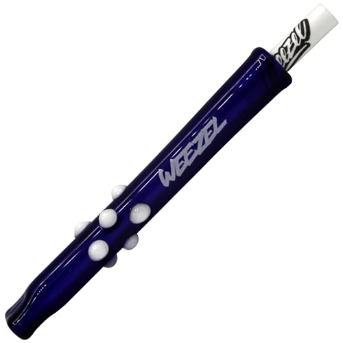 Blauer XL Glas-Tip Slim Size | 8cm Lang | Handgemacht in Deutschland | Joint-Mundstück Blau-Weiß von Weezel
