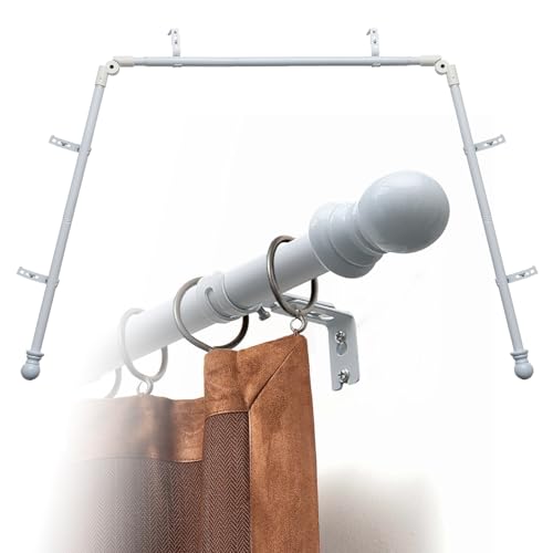 Erkerfenster-Gardinenstangen, 91,4–406,4 cm, robuste Eckvorhangstange, verstellbares DIY-Design für Mittel- und Seitenstangen, U-Form, 2,5 cm, Gardinenstangen-Set mit Halterungen für Fenster, Weiß Erkerfenster-Gardinenstangen, 91,4–406,4 cm, robuste Eckvorhangstange, verstellbares DIY-Design für Mittel- und Seitenstangen, U-Form, 2,5 cm, Gardinenstangen-Set mit Halterungen für Fenster, Weiß von Wefaith