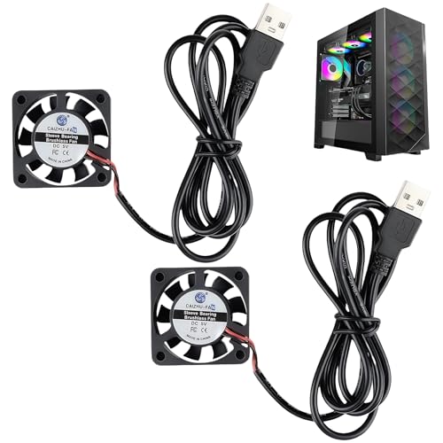 DC 5V USB Mini Kühlventilator mit Drähten 40 x 40 x 10 mm, Weflay 2 Stück 4010 Kleiner Leiser Kühlventilator Hülsenlager USB-Anschlussventilator Bürstenloser DC-Lüfter für 3D Drucker Laptops (Schwarz) DC 5V USB Mini Kühlventilator mit Drähten 40 x 40 x 10 mm, Weflay 2 Stück 4010 Kleiner Leiser Kühlventilator Hülsenlager USB-Anschlussventilator Bürstenloser DC-Lüfter für 3D Drucker Laptops (Schwarz) von Wefaly