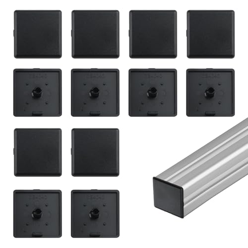 Endkappe Aluprofil 40×40mm, Weflay Abdeckkappen Aluprofil Kunststoff Schutzkappen Aluprofil Kappe Profil Endkappe Profilabdeckkappe Kunststoff Zubehör Vierkantrohr Endkappen (12 Stück, Schwarz) von Wefaly