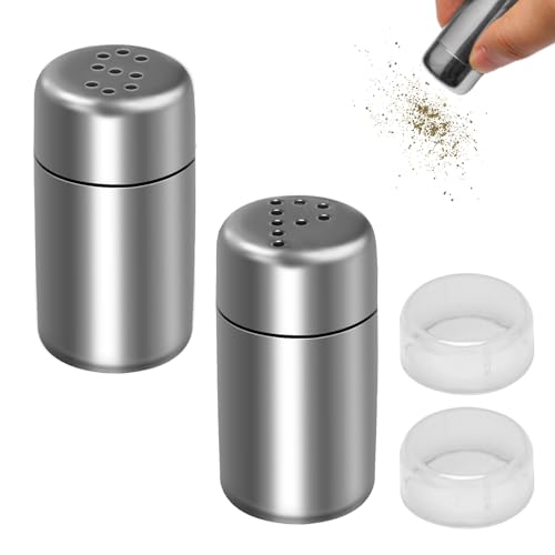 Mini Salzstreuer für Unterwegs, 2 Stück Edelstahl Salz 5ml Salzstreuer Klein mit Deckel Gewürzstreuer Camping Salz und Pfefferstreuer Geeignet für Restaurants Camping und Grill im Freien von Wefaly