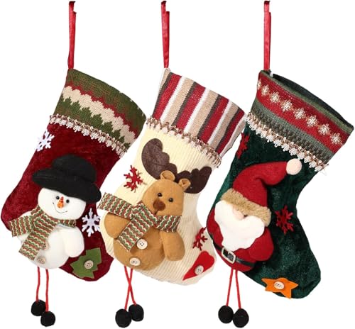 Nikolausstrumpf, 3 Stück Weihnachtsstrumpf, Nikolausstiefel zum Befüllen & Aufhängen, Nikolaussocke Weihnachtsdekoration für Kamin, Weihnachtsbaum, Wand, Treppe Nikolausstrumpf, 3 Stück Weihnachtsstrumpf, Nikolausstiefel zum Befüllen & Aufhängen, Nikolaussocke Weihnachtsdekoration für Kamin, Weihnachtsbaum, Wand, Treppe von Wefaly