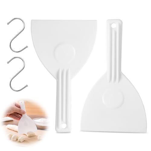 Teigspachtel Pizza Spachtel, Weflay Teigschaber Flexibler Pizzaspachtel Kunststoff mit 2 S-Haken Teigspachtel Flexibel Pizzateig Spachtel mit Aufhängelöchern für Teig Gebäck Brotbacken (2 Stk, Weiß) von Wefaly