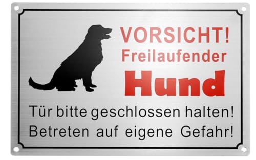 Vorsicht Hund Schild 30 x 20cm, warnung vor dem hund schilder, hundeschilder warnung, hundeschild Aluminium mit Selbstklebend für Innen und Außen, kamera überwachung schild von Wefaly