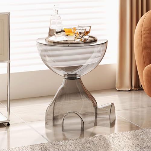 Wefrib Schlafzimmer Seitentische, Wohnzimmersofa Dekorativen Beistelltisch, Kreativer Seitentisch, Sofa -Kreis Couchtisch, beweglicher Beistelltisch für Sofas, Wohnzimmer, Balkon klein (Clear Grey) von Wefrib