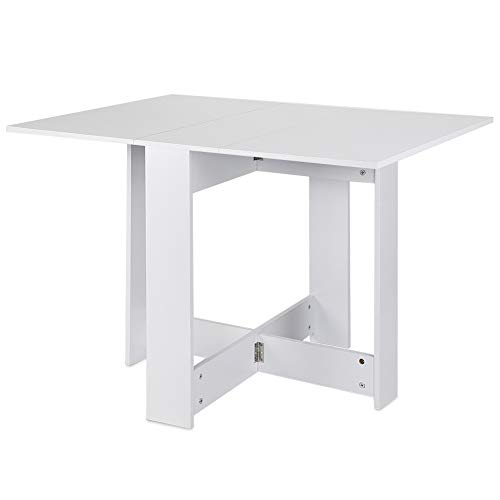 Faltbarer Esstisch mit Spanplatte, Arbeitsplatz zum Küche,Esszimmer 102,5 x 76 x 73 cm (Weiß) von Wefun