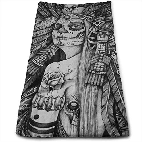 WefyL Sugar Skull Tattoo Mikrofaser Clean Towels Face Towels Super-Absorbent Hand Hair Towels for Bath, Spa, Gym -12"x27.5" Sport Workout Car Towels von WefyL