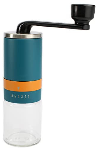 Wegardt manuelle Kaffeemühle | Hand Kaffeemühle mit Keramikmahlwerk, 6 Stufen (Blau-Orange) von Wegardt
