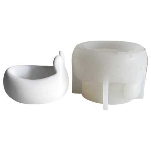 Easters Kaninchen Kerzenbecher Silikonform Handgefertigt Gypsum Zement Aufbewahrung Eier Schüssel Desktop Ornamentsharze Form Dekorative Hasen Tasse Schimmelpilze von Wegiwuca