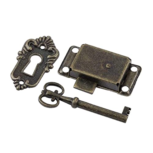 Vintage-Schubladenschloss aus Eisen, bündige Montage, dekoratives Schloss, antiker Schmuck für Koffer, Kastenschloss mit Schlüssel für Zuhause, Schubladenschlösser mit Schlüsseln, schwarzes Metall für Vintage-Schubladenschloss aus Eisen, bündige Montage, dekoratives Schloss, antiker Schmuck für Koffer, Kastenschloss mit Schlüssel für Zuhause, Schubladenschlösser mit Schlüsseln, schwarzes Metall für von Wegiwuca