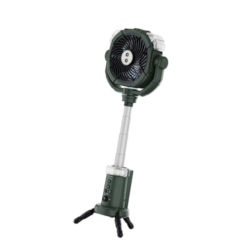 Wegiwuca Campingventilator mit 20.000 mAh wiederaufladbarem Akku, oszillierender Fernbedienungshaken, verstellbare Höhe, wasserdichter LED-Beleuchtungsventilator von Wegiwuca