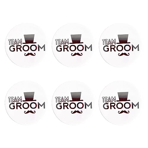 Wegiwuca Team Bräutigam/Bräutigam Abzeichen 6PCS/Set Bachelor Party Kleidung Dekoration Vorräte Für Hochzeitszeremonie Requisiten Sammlerzubehör Bräutigam Badge Pin von Wegiwuca