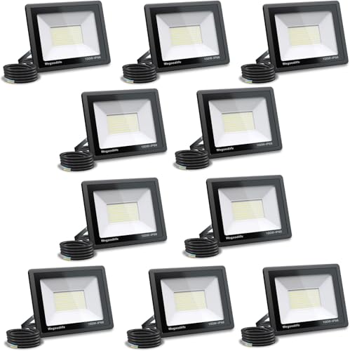Wegoodlife 10 Stück 100W LED Strahler Außen, Superhell 4250LM Außenstrahler, 3000K Warmweiß Aussenstrahler, IP66 Wasserdicht Flutlicht, Außenlampe für Hinterhof, Auffahrt, Garage, Flur, Garten Wegoodlife 10 Stück 100W LED Strahler Außen, Superhell 4250LM Außenstrahler, 3000K Warmweiß Aussenstrahler, IP66 Wasserdicht Flutlicht, Außenlampe für Hinterhof, Auffahrt, Garage, Flur, Garten von Wegoodlife