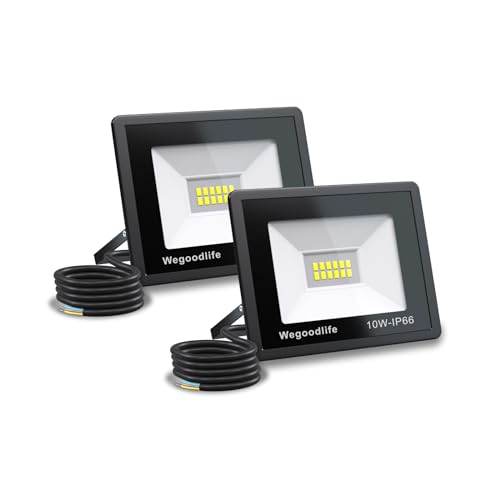 Wegoodlife 2 Stück 10W LED Strahler Außen, Superhell 730LM Wandleuchte, 6500K Kaltweiß Aussenstrahler, IP66 Wasserdicht Flutlicht, Scheinwerfer für Hinterhof Auffahrt Garage Sportplatz Flur Garten Wegoodlife 2 Stück 10W LED Strahler Außen, Superhell 730LM Wandleuchte, 6500K Kaltweiß Aussenstrahler, IP66 Wasserdicht Flutlicht, Scheinwerfer für Hinterhof Auffahrt Garage Sportplatz Flur Garten von Wegoodlife