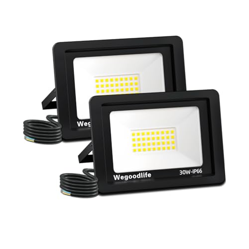 Wegoodlife 2 Stück 30W LED Strahler Außen, Superhell 2335LM Wandleuchte, 3000K Warmweiß Aussenstrahler, IP66 Wasserdicht LED Fluter, Scheinwerfer für Innenhöfe Auffahrt Garage Garten Türen Flur Wegoodlife 2 Stück 30W LED Strahler Außen, Superhell 2335LM Wandleuchte, 3000K Warmweiß Aussenstrahler, IP66 Wasserdicht LED Fluter, Scheinwerfer für Innenhöfe Auffahrt Garage Garten Türen Flur von Wegoodlife